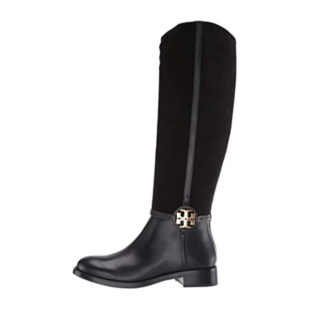 Tory Burch Black Suede/Leather Knee High Boots